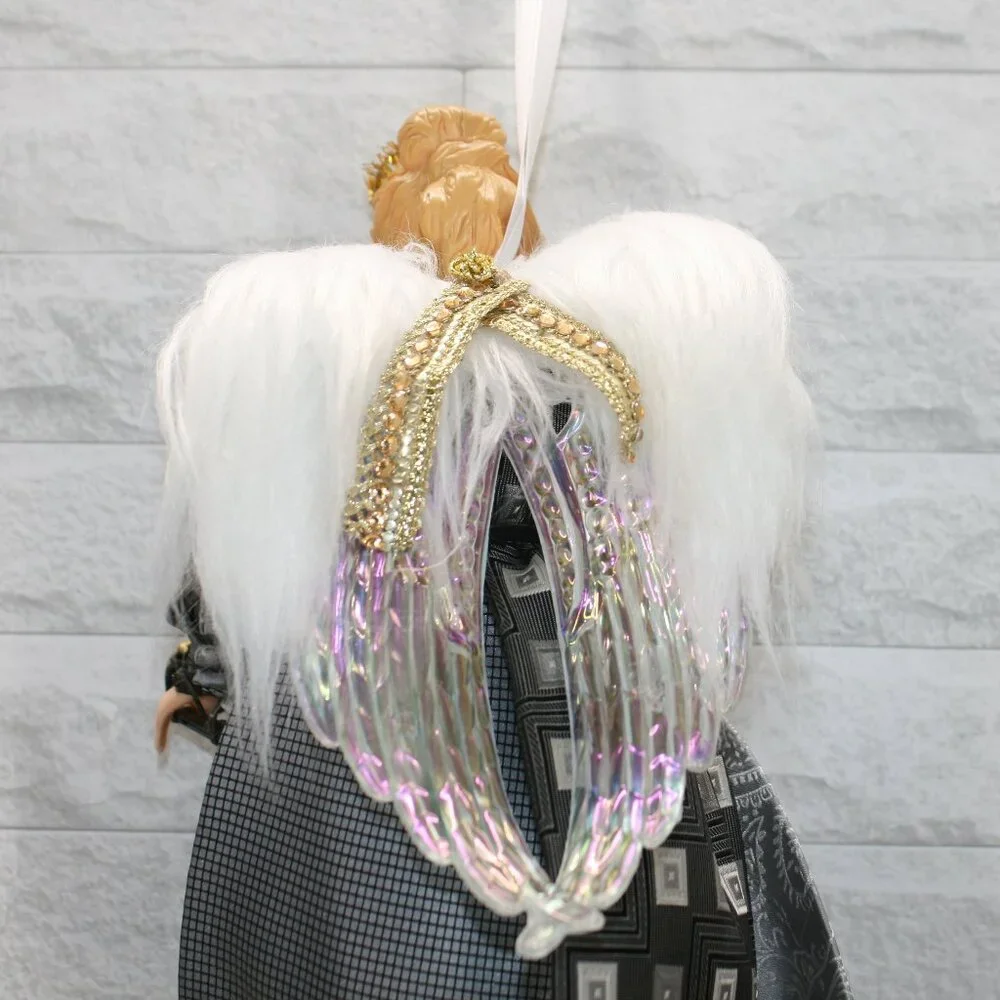 UPCYCLED Angel Necktie Wall Art Tree Topper Christmas Home Decor Grey